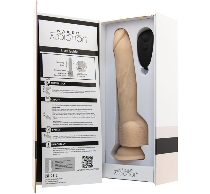 Фаллоимитатор с пульсацией Naked ADDICTION Dominic 9 Vanilla, пульт ДУ, диаметр 4,2 см