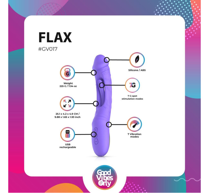 Вібратор Good Vibes Only - Flax Vibrating Dildo with G-Spot Stimulator