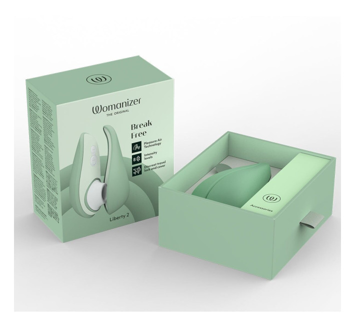 Вакуумний кліторальний стимулятор Womanizer Liberty 2 Sage, 8 режимів, магнітна кришечка