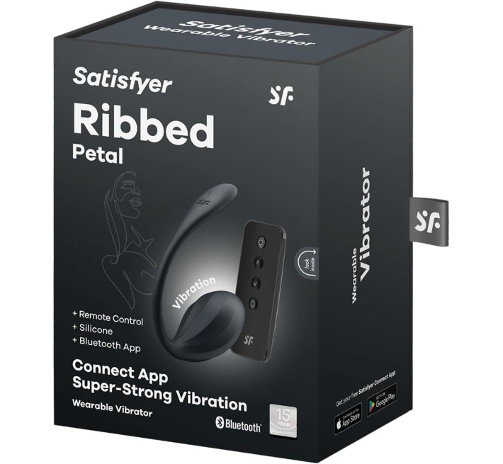 Віброяйце Satisfyer Ribbed Petal Connect App Black