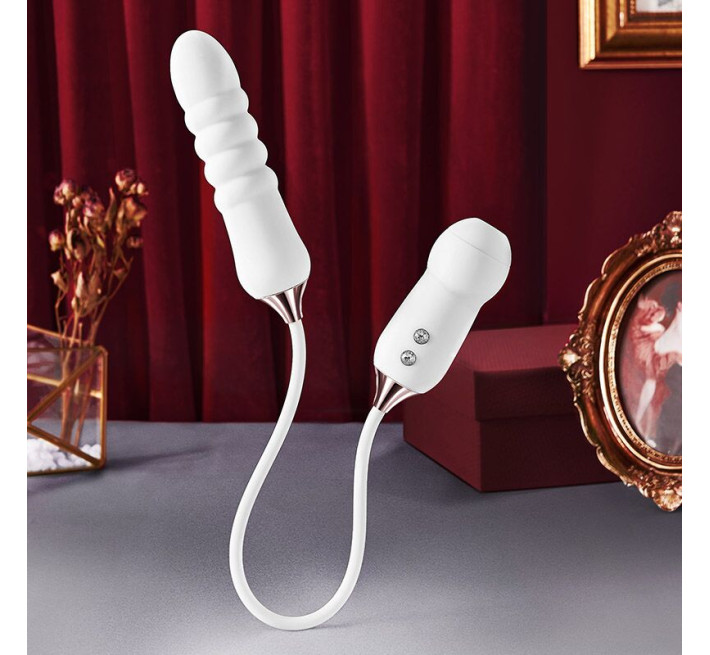 Пульсатор з вакуумним стимулятором Kistoy Cathy White на гнучкому з'єднанні