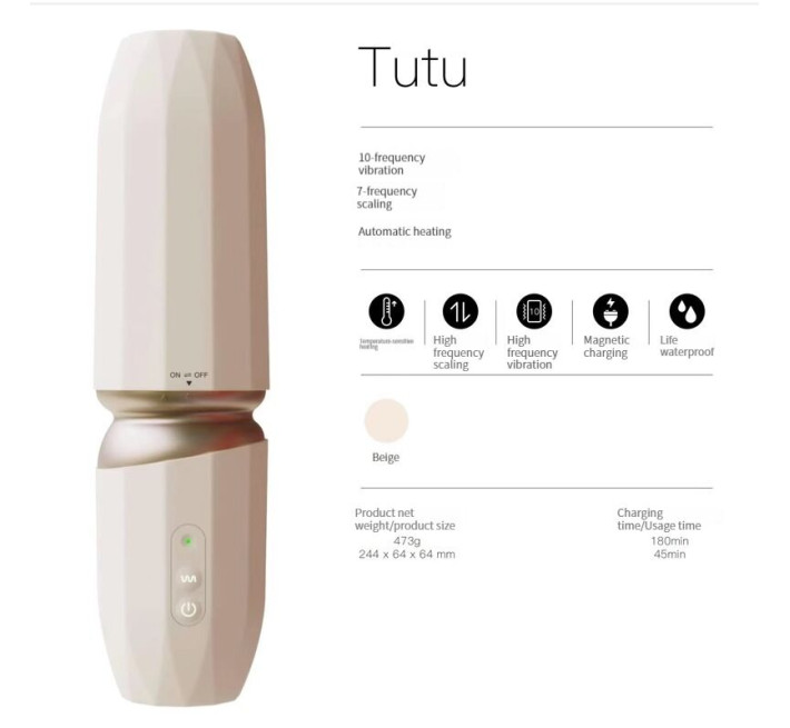 Міні секс-машина KISTOY Tutu на присосці, пульсація, вібрація, підігрів