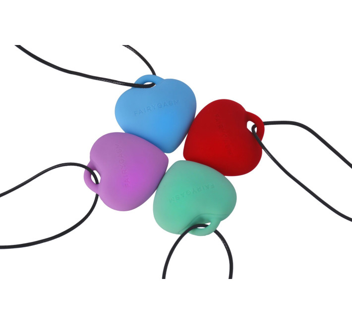 Минивибратор «Сердечко» FairyGasm PleasureStone blue, 9 режимов, на шнурке