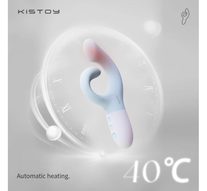 Вибратор-кролик для точки G KISTOY Big G Blue, изогнутый отросток, автоматический подогрев.