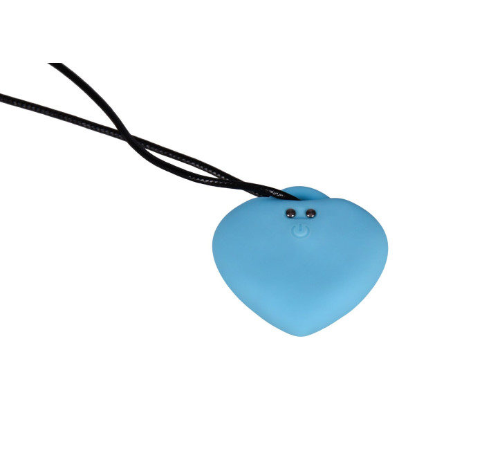 Минивибратор «Сердечко» FairyGasm PleasureStone blue, 9 режимов, на шнурке