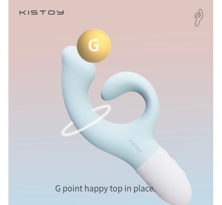 Вибратор-кролик для точки G KISTOY Big G Blue, изогнутый отросток, автоматический подогрев.