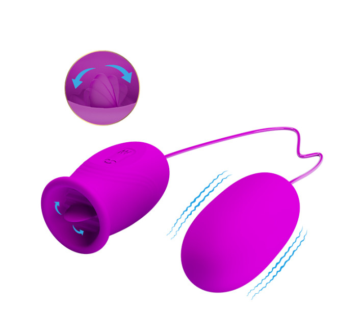 Кліторальний стимулятор з віброяйцем Pretty Love Daisy Licking Vibrator Purple