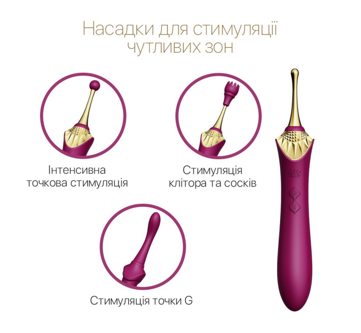 Вагинально-клиторальный вибратор Zalo – Bess Velvet Purple, мультифункциональный с насадками.