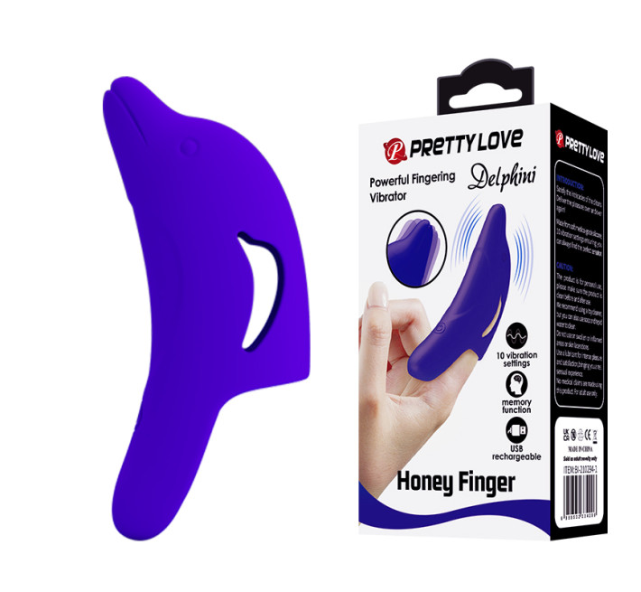 Вібронасадка на палець Pretty Love Delphini Fingering Vibrator Blue