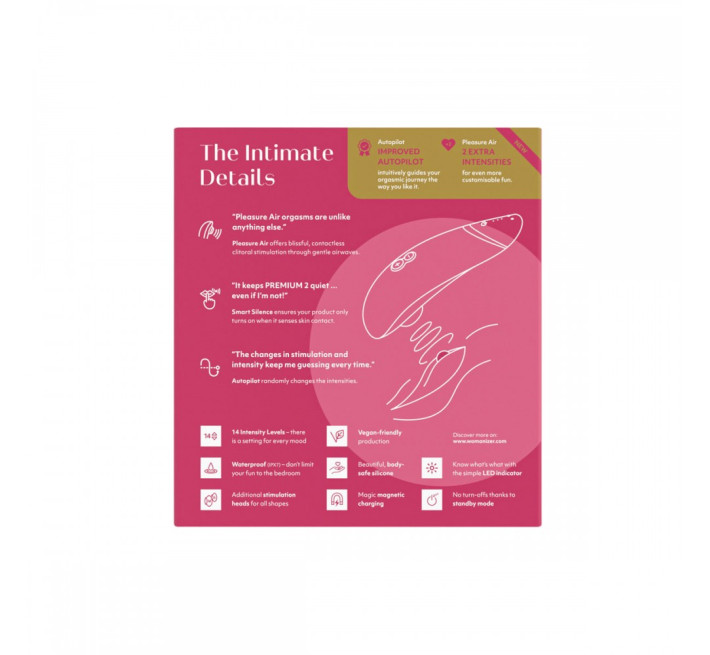 Вакуумний стимулятор клітора Womanizer Premium 2 Respberry