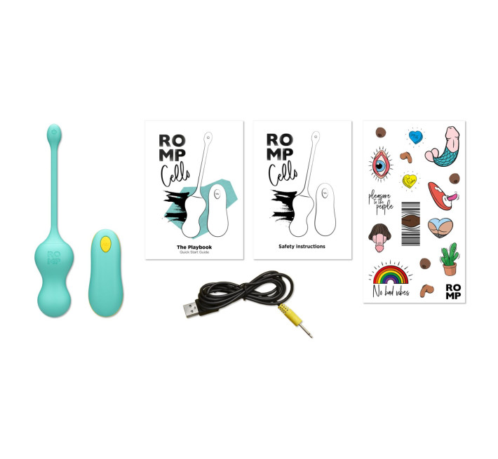 Віброяйце для точки G з пультом керування Romp Cello Light Teal, водонепроникне