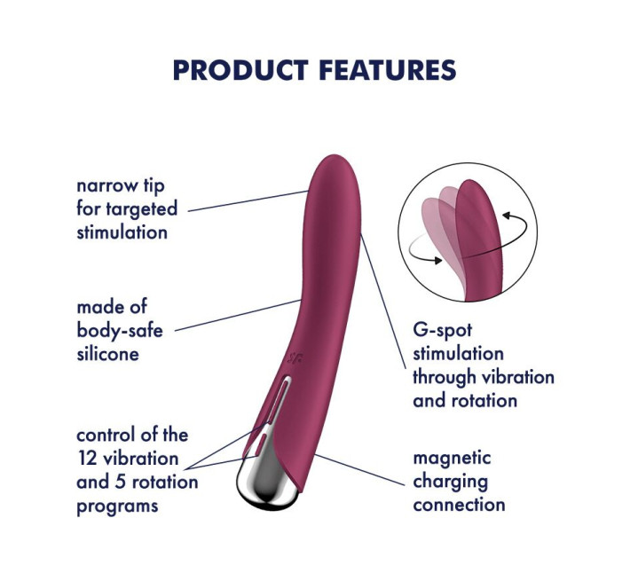 Вибратор точки G с вращением Satisfyer Spinning Vibe 1 Red, 2 мотора