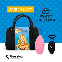 Вибратор в трусики FeelzToys Panty Vibrator Розовый с пультом ДУ, 6 режимов работы, сумочка-чехол