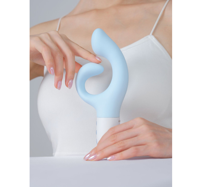 Вибратор-кролик для точки G KISTOY Big G Blue, изогнутый отросток, автоматический подогрев.