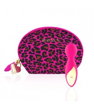 Мини вибромассажер Rianne S: Lovely Leopard Розовый, 10 режимов работы, косметичка-чехол