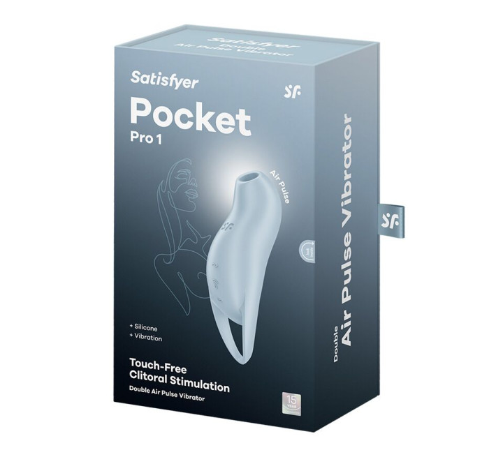 Вакуумний кліторальний стимулятор з вібрацією Satisfyer Pocket Pro 1 Blue