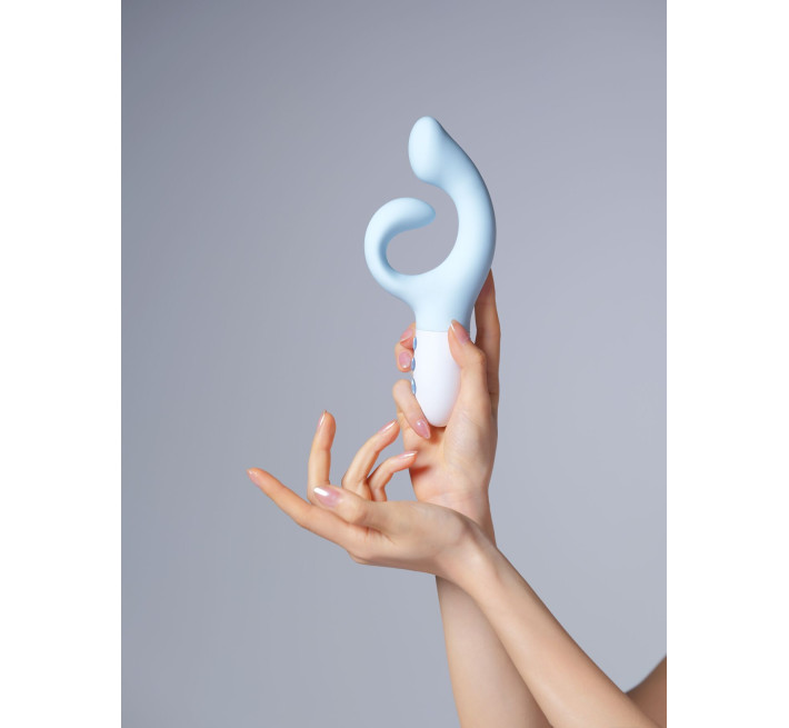 Вибратор-кролик для точки G KISTOY Big G Blue, изогнутый отросток, автоматический подогрев.