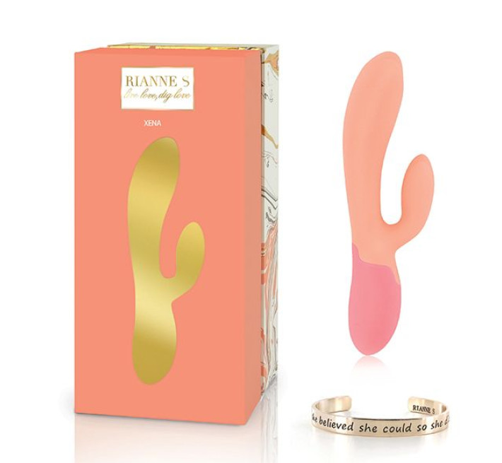 Вібратор-кролик Rianne S: Xena Персиковий/Кораловий, 10 режимів роботи