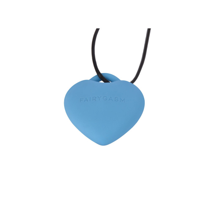 Минивибратор «Сердечко» FairyGasm PleasureStone blue, 9 режимов, на шнурке