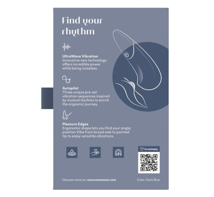 Мінівібратор Womanizer Vibe Dark Blue, 3 авторежими + 10 рівнів інтенсивності