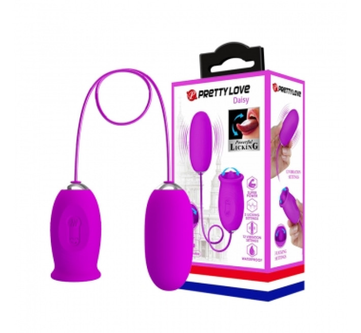 Кліторальний стимулятор з віброяйцем Pretty Love Daisy Licking Vibrator Purple