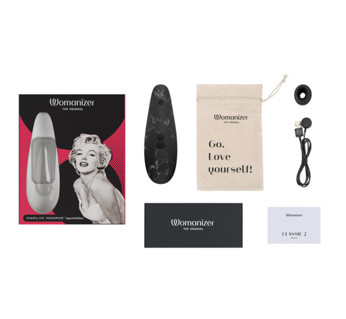 Вакуумний стимулятор клітора Womanizer Marilyn Monroe Black Marble
