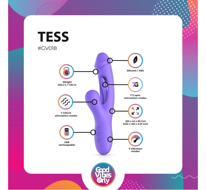Вібратор-кролик Good Vibes Only - Tess Rabbit Vibrator with G-Spot Stimulator
