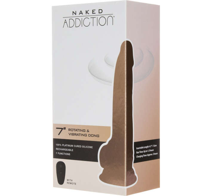 Фалоімітатор з вібрацією та ротацією Naked ADDICTION Chris 7' Rotating & Vibrating Dong, пульт ДК