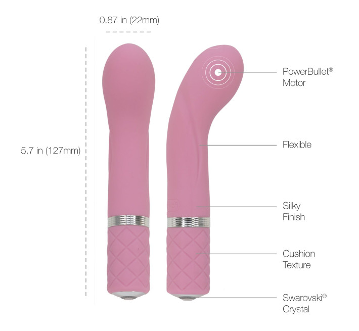 Розкішний вібратор PILLOW TALK Racy із кристалом Сваровськи Рожевий