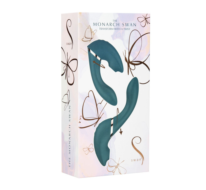 Багатофункціональний вібратор з вакуумною стимуляцією Swan The Monarch Teal