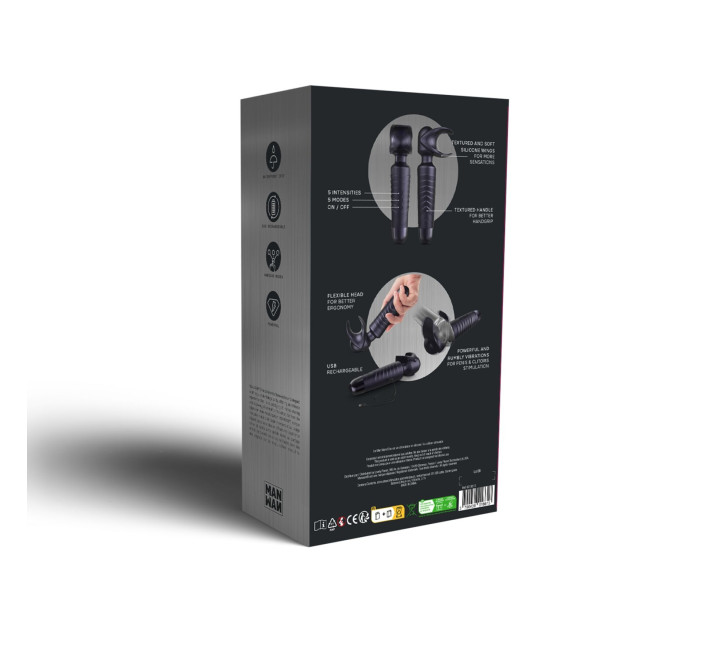 Мастурбатор-вибромассажер Manwan MAN.WAND EVO Black Plum, отлично для пар, виброминет