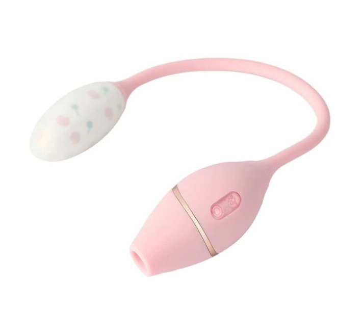 Виброяйце с вакуумным стимулятором KISTOY Cathy Mini на гибкой сцепке, подогрев