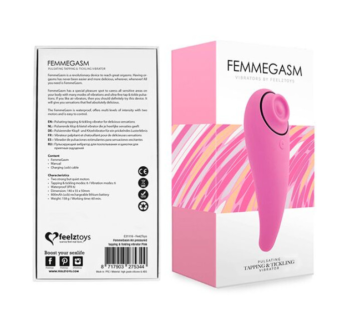 Пульсатор для клітора плюс вібратор FeelzToys FemmeGasm Tapping & Tickling Vibrator Рожевий