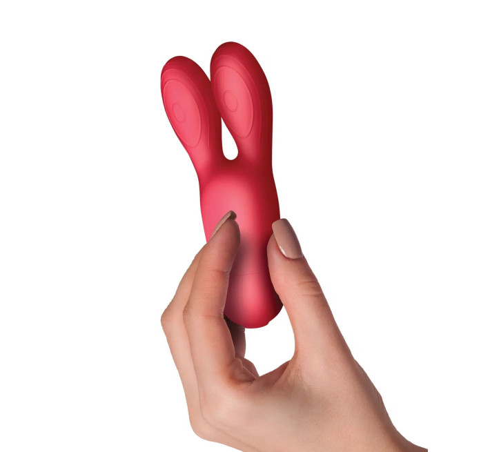 Клиторальный вибратор SugarBoo Coral Kiss с ушками, два мотора, работа от батареек (в комплекте)