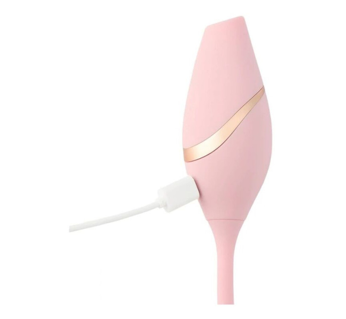 Виброяйце с вакуумным стимулятором KISTOY Cathy Mini на гибкой сцепке, подогрев