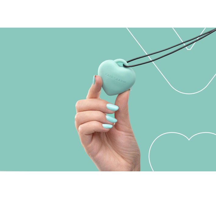 Минивибратор «Сердечко» FairyGasm PleasureStone green, 9 режимов, на шнурке