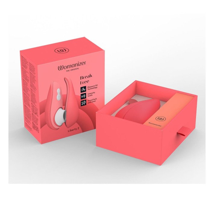 Вакуумний кліторальний стимулятор Womanizer Liberty 2 Vibrant Rose, 8 режимів, магнітна кришечка