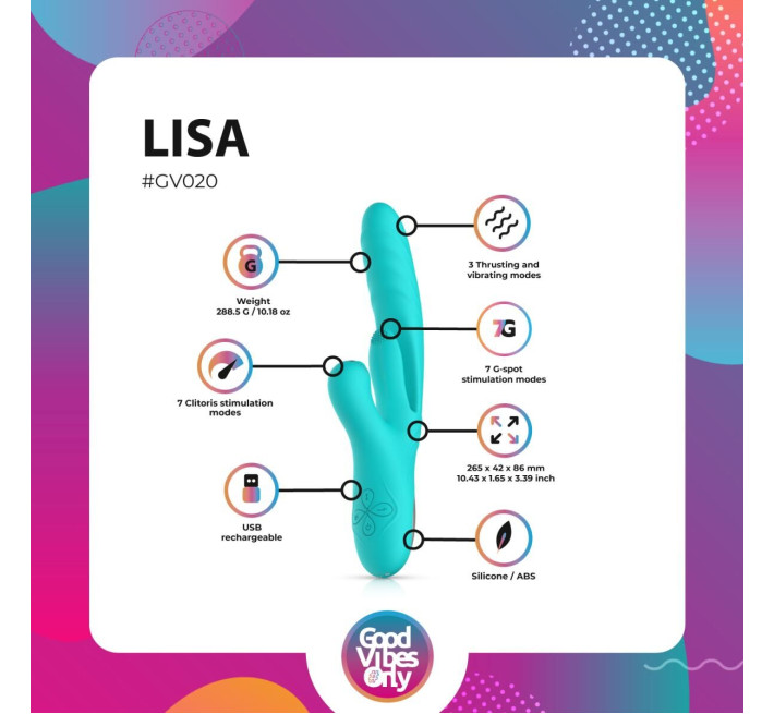 Вібратор-кролик Good Vibes Only - Lisa Thrusting Rabbit Vibrator with G-Spot Stimulator