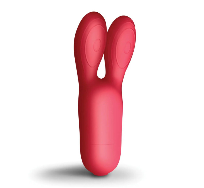 Клиторальный вибратор SugarBoo Coral Kiss с ушками, два мотора, работа от батареек (в комплекте)