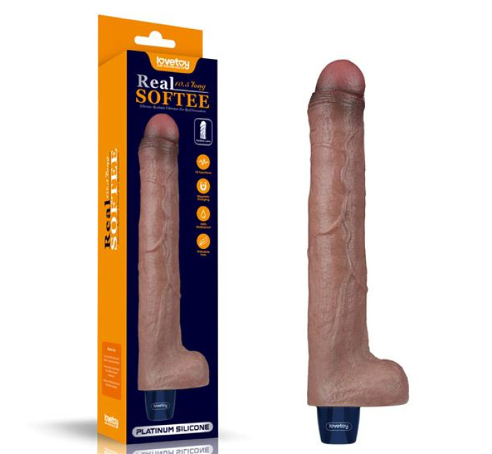 Вібратор LoveToy Real Softee Rechargeable Silicone Vibrating Dildo 10.5
