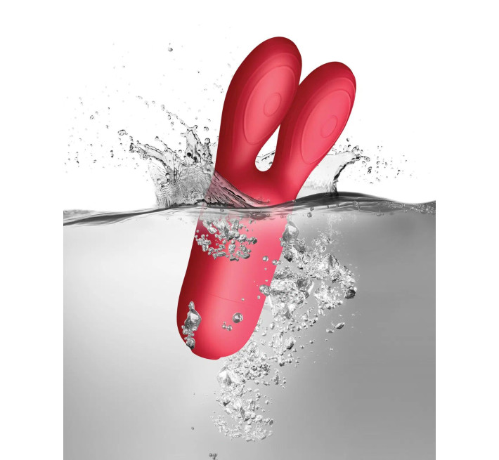 Клиторальный вибратор SugarBoo Coral Kiss с ушками, два мотора, работа от батареек (в комплекте)