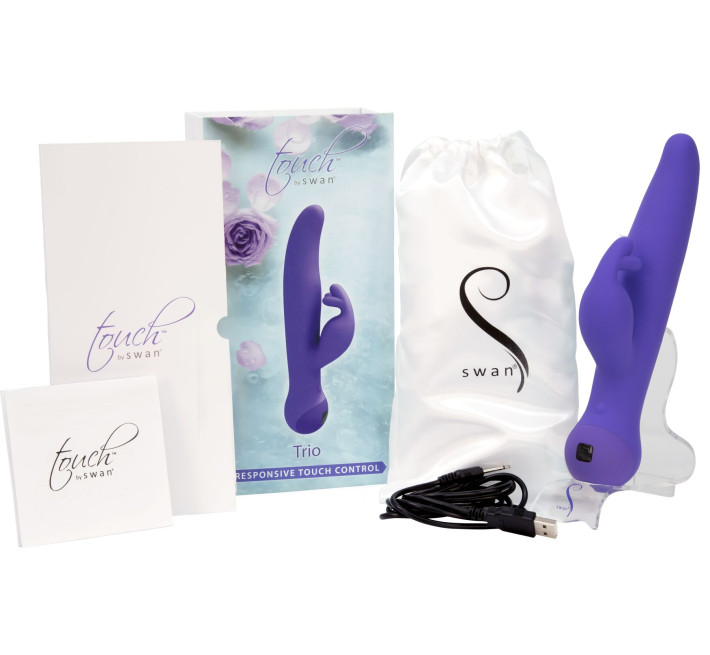 Вібратор-кролик Touch by SWAN - Trio Purple, сенсорне керування, ротація, діаметр 3,8 см