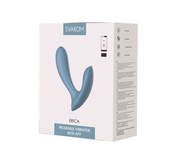 Смарт-вибратор в трусики Svakom Erica Dusty Blue, очень гибкий, 2 мотора.