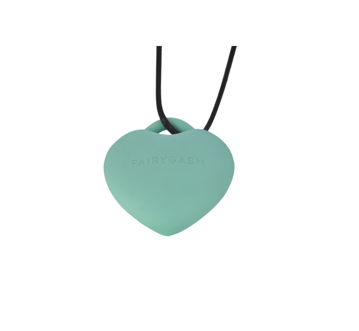 Минивибратор «Сердечко» FairyGasm PleasureStone green, 9 режимов, на шнурке