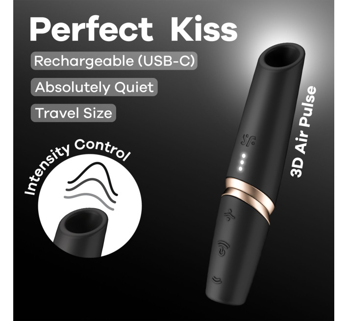 Вакуумный стимулятор Satisfyer Perfect Kiss, магнитная технология 3D Air Pulse, 30 режимов работы