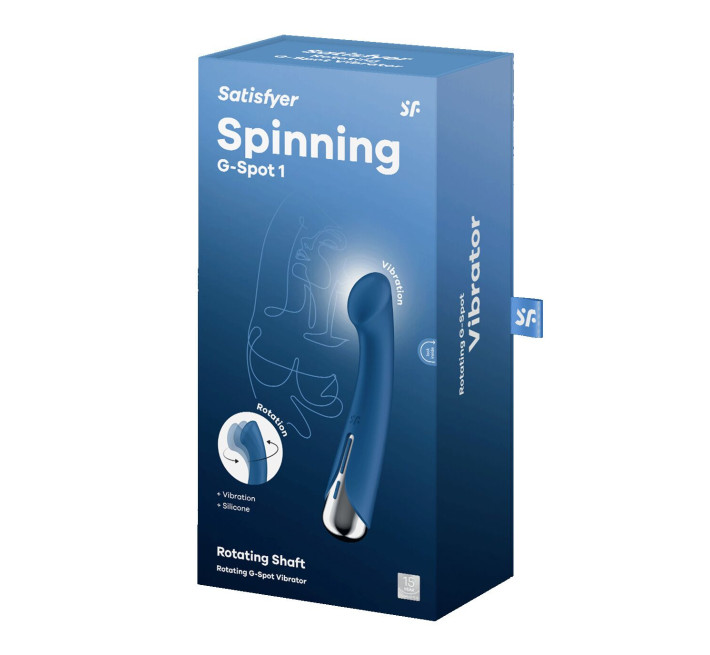 Вібратор з ротацією Satisfyer Spinning G-Spot 1 Blue, плоский майданчик для стимуляції точки G