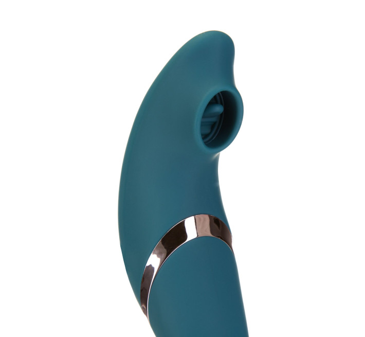 Багатофункціональний вібратор з вакуумною стимуляцією Swan The Monarch Teal