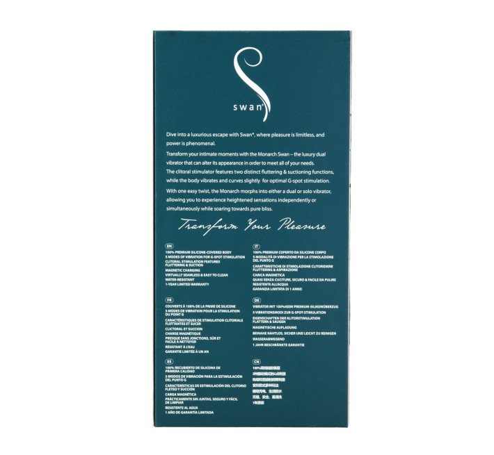 Багатофункціональний вібратор з вакуумною стимуляцією Swan The Monarch Teal