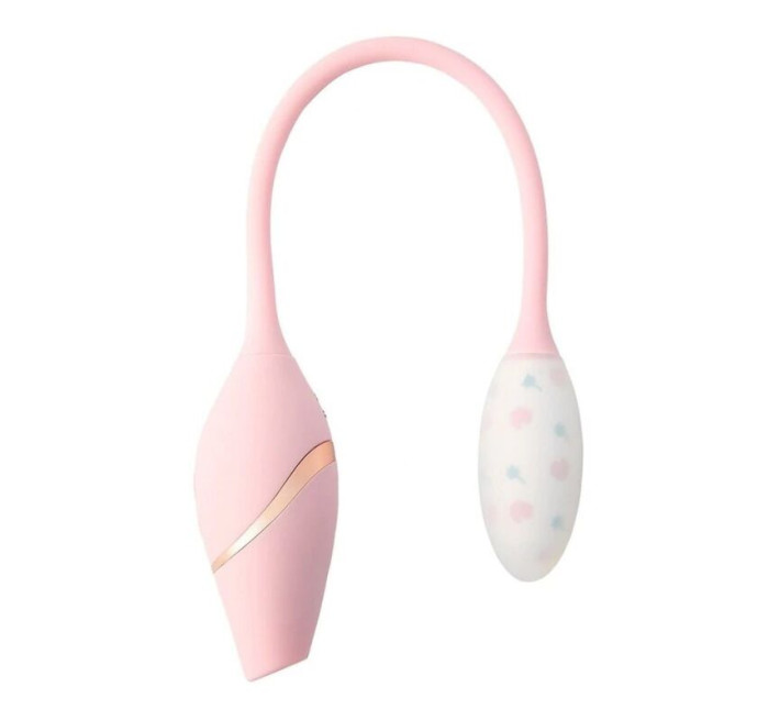 Виброяйце с вакуумным стимулятором KISTOY Cathy Mini на гибкой сцепке, подогрев