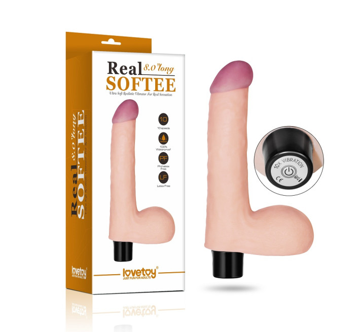 Реалістичний вібратор LoveToy Reel Softee Vibrator with balls Flesh 8,0